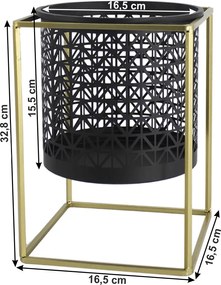 2 darabos virágtartó állvány szett, szögletes/kerek, fekete/arany, ESME SET