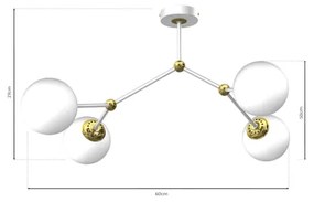 Csillár JOY 4xE14/40W/230V fehér/arany