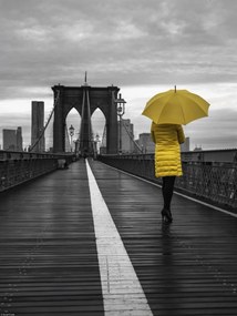 Poszter 30x40cm Turista esernyővel a Brooklyn hídon sétálva 2, A