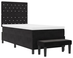 Boxspring Ágy matraccal &amp; paddal Fekete 90x190 cm Bársony