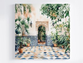 Vászonkép Canvas Udvar Terasz Mozaik Arab Ív Marokkó 80x80