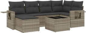 vidaXL 7 részes világosszürke polyrattan kerti ülőgarnitúra párnákkal