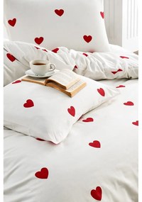 Krémszínű kétszemélyes hosszabbított négyrészes renforcé pamut ágyneműhuzat lepedővel 200x220 cm Mini Hearts – Mila Home
