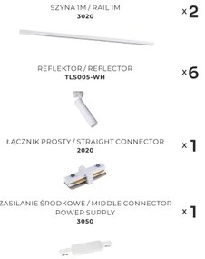 Zuma Line 3049 - Spotlámpa sínrendszerrel LULU 6xGU10/35W/230V fehér