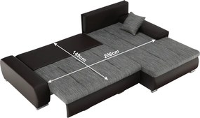 Sarokülőgarnitúra, barna/szürkésbarna melír, TRAMP