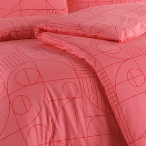 BedTex pamut ágynemét Geo Sunset Coral, 140 x 220 cm, 70 x 90 cm, 140 x 220 cm, 70 x 90 cm