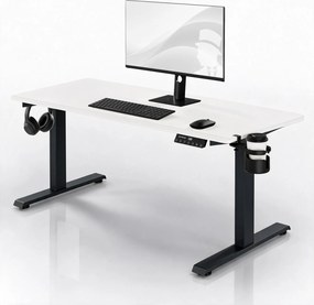 Elektromos íróasztal magasságállítással ergonomikus antracit-fehér, 1600x800 mm: ARIA
