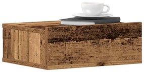 2 db antik fa szerelt fa lebegő éjjeliszekrények 40x32x15 cm