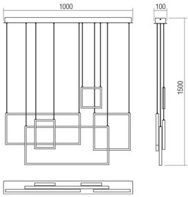 Redo 01-2317 - fényerőszabályozható LED kábeles függeszték PLANA LED/80W/230V arany