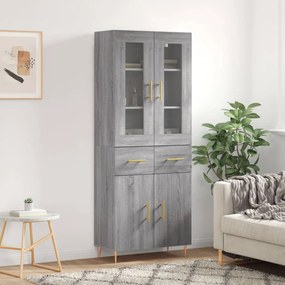 Szürke sonoma szerelt fa magasszekrény 69,5 x 34 x 180 cm
