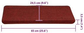 30 db piros öntapadó lépcsőszőnyeg 65x24,5x3,5 cm