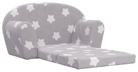 2 személyes világosszürke csillagmintás plüss gyerek kanapéágy