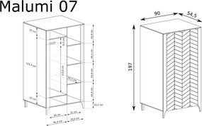 Aldabra Malumi MM-7 gardróbszekrény, fekete
