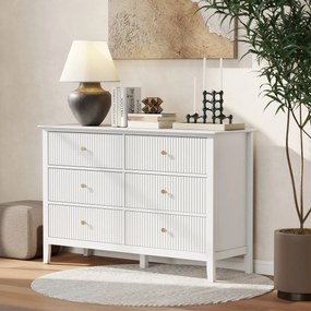 HOMCOM 6 fiókos komód, modern tárolószekrény nappaliba, hálószobába vagy előszobába, 100 x 40 x 78 cm, fehér | Aosom