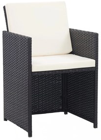 15 részes fekete polyrattan kültéri étkezőgarnitúra párnákkal