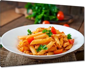 Vászonkép 100x70 Tészta szósz csirke asztal