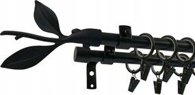 Loft Függönykarnis dupla 16+16mm Fekete 180cm Levél