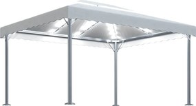 vidaXL krémszínű alumíniumpavilon LED fényfüzérrel 400 x 300 cm