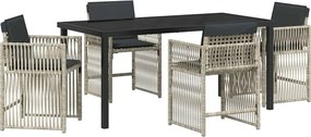 vidaXL Kert étkező szett 5 pcs Világosszürke Porszórt acél