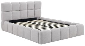 Szürke Bouclé Franciaágy Ágyneműtartóval. 140x200 MURACJA