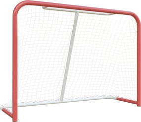 vidaXL fehér-piros acél és poliészter hálós jégkorongkapu 153x60x118cm