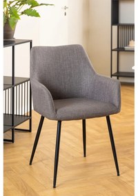 Világosszürke kárpitozott karfás étkezőfotel szett 2 db-os Lizzy – Actona