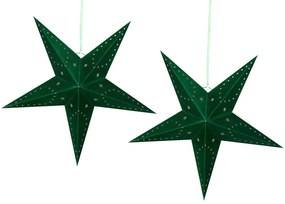 Zöld Bársonyborítású LED-es Papírcsillag Kétdarabos Szettben 60 cm MOTTI Beliani