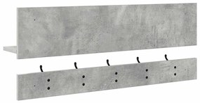 Fali Kabáthorog polcokkal Beton szürke 90 x 15 x 36 cm Faanyag