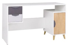 PC asztal Juna 13 (fehér + grafit + szürke + lefkas tölgy). 1087409