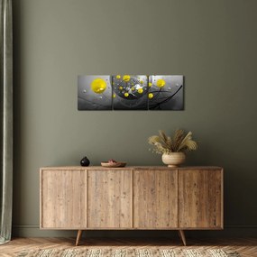 Kép- sárga absztrakt gömbök (órával) (90x30 cm)