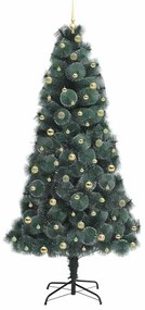 Műfenyő Kivilágított Karácsonyfa Gömbökkel Zöld 240 cm PET