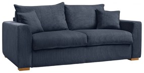 Sötétkék kordbársony kinyitható kanapé 225 cm Augustin – Bobochic Paris