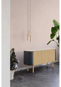 Szürke-barna alacsony komód tölgyfa dekorral 150x75 cm Treasures – UMAGE