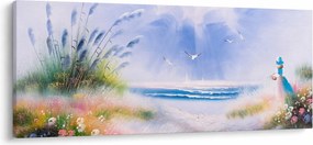 Kép - romantikus tengerpart, olajfestmény (120x50 cm)