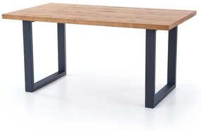Asztal Houston 710Fekete, Tölgy, 76x90x160cm, Hosszabbíthatóság, Laminált forgácslap, Fém