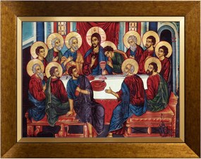 Utolsó Vacsora Szakrális Kép Arany Vászon Díszkeret 30X40