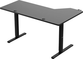 Elektromos állítható magasságú íróasztal, sarokasztal, memória és USB funkcióval, 145 cm x 60 cm, fekete
