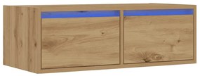 kézműves tölgy színű TV-szekrény LED-lámpákkal 75x35,5x25 cm
