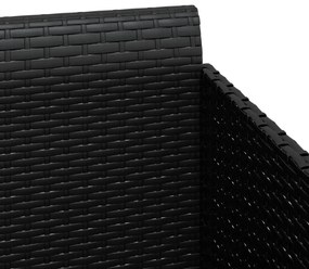 fekete polyrattan napozóágy párnával 182 x 118 x 63 cm