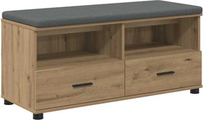 vidaXL Előtér pad Kézműves Tölgy 100 x 38 x 46 cm Műanyag Fa és Szövet