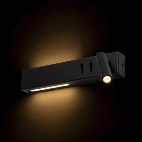 RENDL ODEON nástěnná s podsvícením černá 230V LED 8+3W 30° 3000K