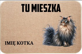 Lenvászon Lábtörlő Bemeneti Itt Lakik Macska Név Maine Coon