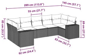 7 részes bézs polyrattan kerti ülőgarnitúra párnákkal