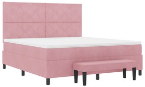 Boxspring Ágy Matraccal és Pad Rózsaszín 180x200 cm Bársony