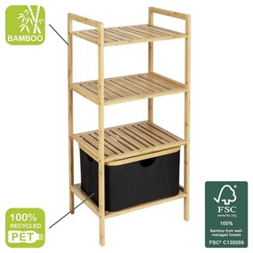 Fekete-natúr színű bambusz fürdőszobai polcos állvány 44x93,5 cm Ecori – Wenko