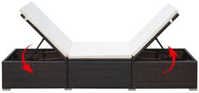 Barna polyrattan napozóágy párnával