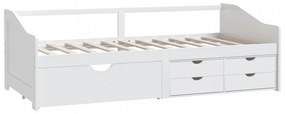 fehér 3 személyes tömör fenyőfa kanapéágy fiókokkal 90 x 200 cm