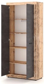 Kétajtós Gardróbszekrény Öregfa/Betonszürke Színben. LUNA2