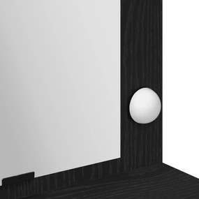LED-es sminkasztal fekete tölgy színben, 100x41x135 cm