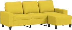 vidaXL 3 személyes világossárga szövet kanapé lábtartóval 180 cm